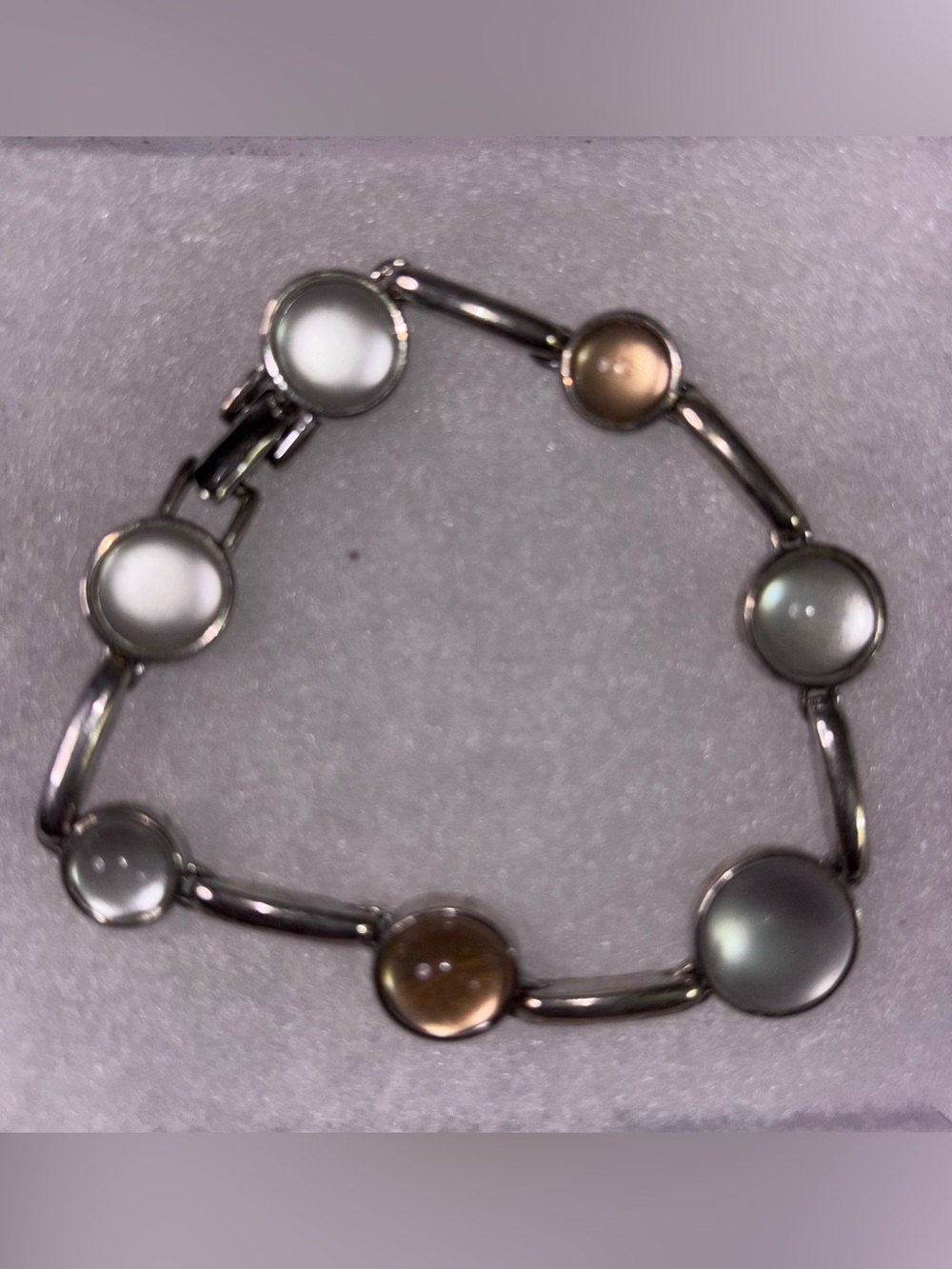 Vintage Monet Glass Dome Bracelet, Silver Tone